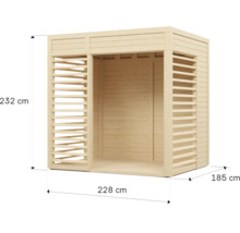 Houten tuinhuis met afmetingen van 232 x 228 x 185 centimeter