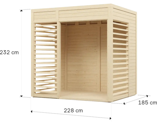 Houten tuinhuis met afmetingen van 232 x 228 x 185 centimeter