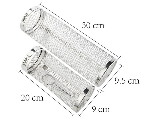 Twee rooksnippersbuizen van roestvrij staal met afmetingen van 30 cm en 20 cm