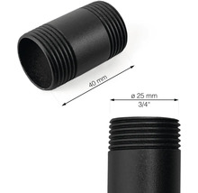 Zwarte draadnippel, 40 mm lang en 25 mm diameter
