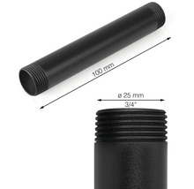 Zwarte draadbuis met een lengte van 100 mm en een diameter van 25 mm (3/4 inch)