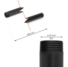 Afbeelding van een grondpen met afmetingen van 800 mm lengte en 25 mm diameter