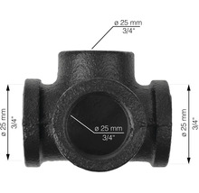 Gietijzeren T-stuk, diameter 25 mm