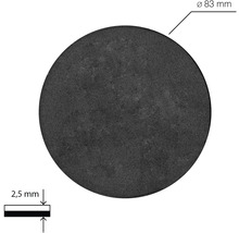 Ronde afdichtring met een diameter van 83 millimeter en een dikte van 2,5 millimeter.