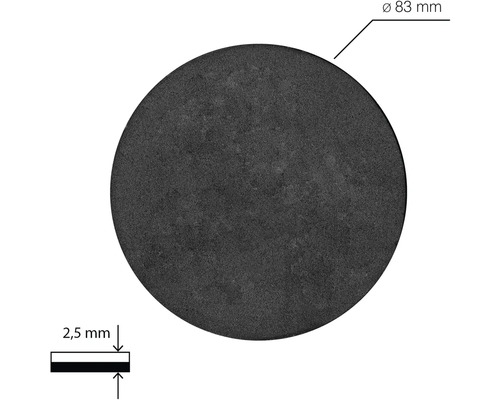 Ronde afdichtring met een diameter van 83 millimeter en een dikte van 2,5 millimeter.