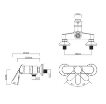 Technische tekening van een kraan met maatvoering