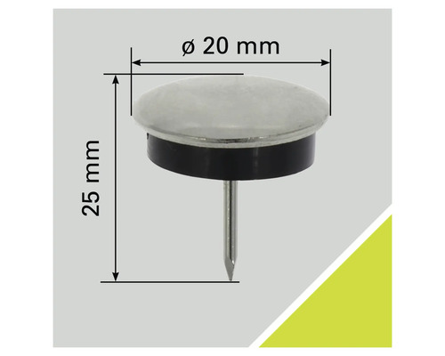 Nagelglijder met de afmetingen diameter 20 millimeter en lengte 25 millimeter
