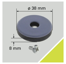Meubelglijder met schroef, diameter 38 millimeter