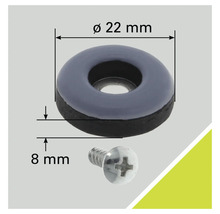Meubelglijder met schroef, diameter 22 mm
