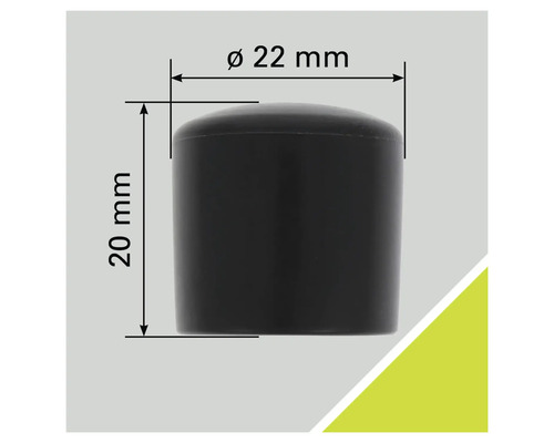 Afbeelding van een meubelglijder met de afmetingen 22 mm diameter en 20 mm hoogte