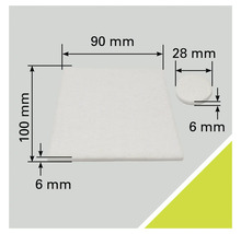 Afbeelding met de afmetingen van een filter