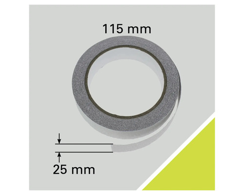 Dubbelzijdige tape, 115 mm diameter, 25 mm breed