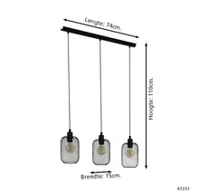 Hanglamp met drie lampen en afmetingen