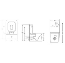 Technische tekening van een staand toilet met afmetingen