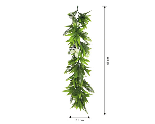 Decoratieve kunstbloemenguirlande, 65 cm lang en 15 cm breed