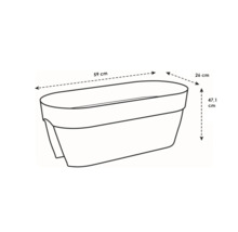 Afbeelding van een plantenbaktekening met de afmetingen 59 cm lengte, 26 cm breedte en 47,1 cm hoogte.
