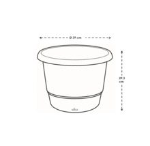 Afbeelding van een plantenbak met afmetingen diameter 39 cm en hoogte 29,3 cm.