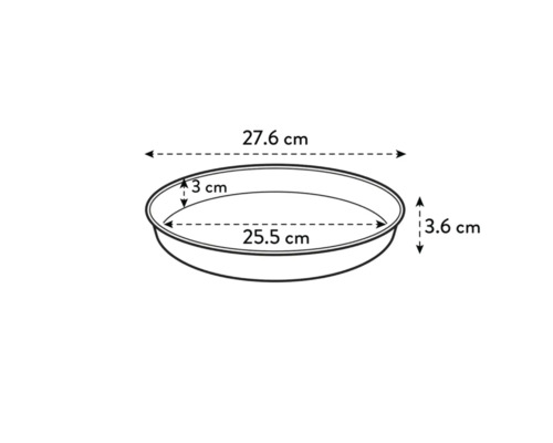 Technische tekening van een ronde bakvorm met afmetingen