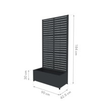 Schutting met plantenbak, 184 cm hoog, 90 cm breed en 42,5 cm diep