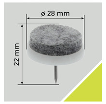 Viltglijder met nagel, diameter 28 millimeter