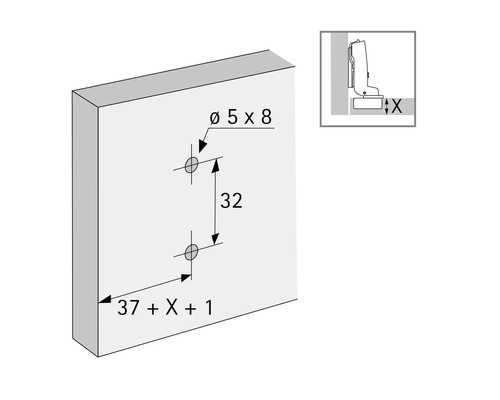 Boorpatroon voor een meubeldeur met maatvoering