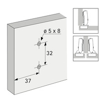 Inbouwafmetingen voor een meubelscharnier