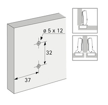 Boorpatroon voor potscharnier montage met maatvoering