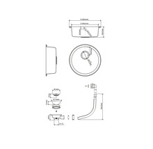 Technische tekening wastafel met afmetingen