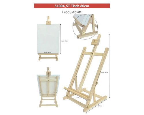 Houten tafelezel, geschikt voor doeken tot maximaal 44 x 60 cm, maximale hoogte 80 cm