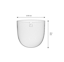 Afbeelding van een plantenbak met de afmetingen 39 cm diameter en 33,3 cm hoogte.