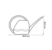 Technische tekening van een gieter met afmetingen: 45,9 cm lengte en 25,2 cm hoogte.