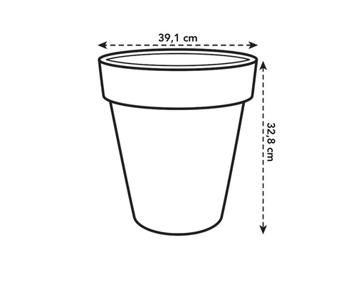 Afbeelding van een plantenbak met de afmetingen 39,1 cm breed en 32,8 cm hoog.
