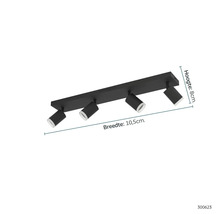Zwarte plafondlamp met vier spots