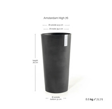 ECOPOTS bloempot Amsterdam High 76, kunststof, hoogte 76 centimeter, buitendiameter boven 41,5 centimeter, volume 72,7 liter.