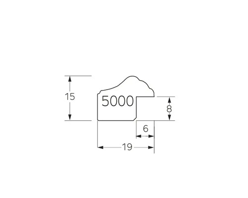 Technische tekening van een sierprofiel met afmetingen.