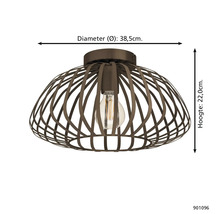 Plafondlamp met metalen kooi en gloeilamp