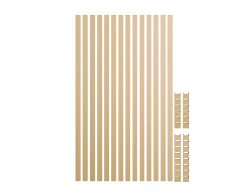 Houten latten en verbindingsstukken voor een privacyscherm