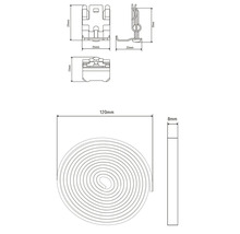 Technische tekening van een rolluikkast met de afmetingen 35 mm, 25 mm, 23 mm, 120 mm en 8 mm.