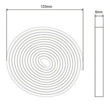 Technische tekening van een afdichtband met de afmetingen 120 mm x 8 mm.