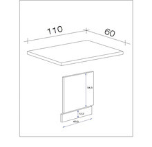 Technische tekening van een meubelelement met maatvoering