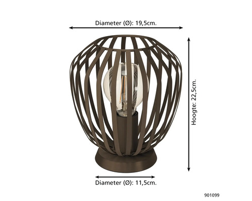 Decoratieve tafellamp met metalen kooi en gloeilamp