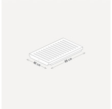 Afbeelding van een douchebak met afmetingen van 40 bij 69 centimeter.