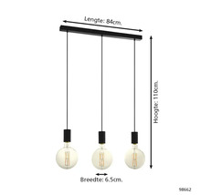 Hanglamp met drie lampen, 84 cm breed en 110 cm hoog