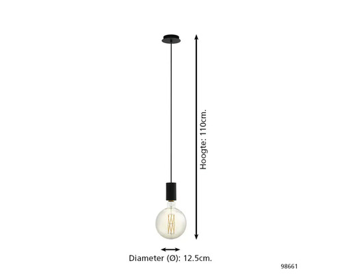 Hanglamp, hoogte 110 cm, diameter 12,5 cm