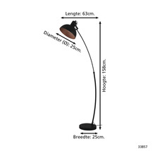 Staande lamp met de afmetingen lengte 63 centimeter, diameter 25 centimeter, breedte 25 centimeter en hoogte 158 centimeter