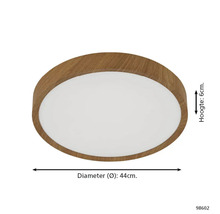 Plafondlamp met houten structuur en een diameter van 44 cm