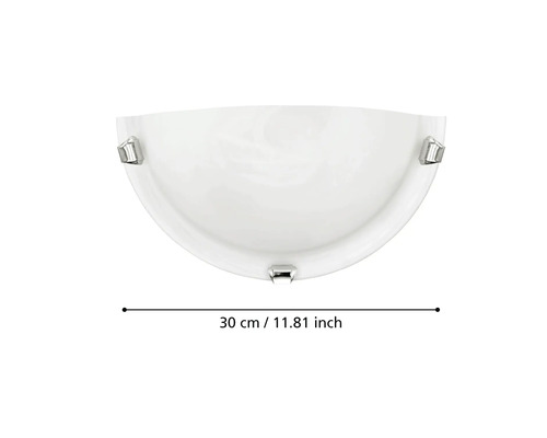 Halfronde wandlamp met een afmeting van 30 cm