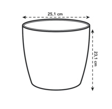 Afmetingen van een plantenbak: 25,1 cm breed, 23,1 cm hoog