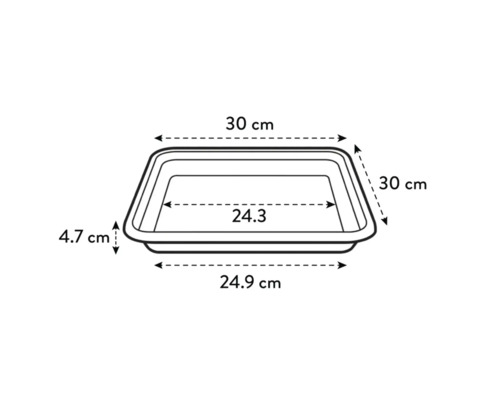 Technische tekening van een plantenschaal met maatvoering