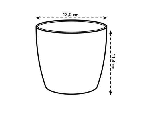 Afbeelding van een plantenbak met afmetingen van 13,0 cm diameter en 11,4 cm hoogte